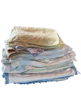 Lot of 15 Vintage Hand Embroidered Linens Table Runners Dish Towels Doilies